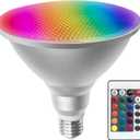 PAR38 LED Light Bulb for Christmas Valentine's Party Decoration,30W RGB+Warm White LED Flood Light,Dimmable Color Changing Bulbs with Remote, Waterproof Lighting for Garden Home Party Decor