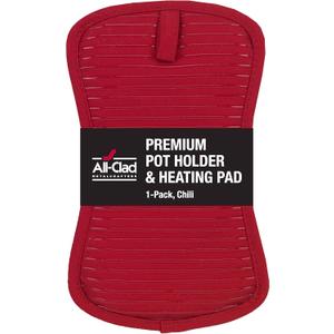 All-Clad Premium Pot Holder & Heating Pad, (1-Pack) Heat Resistant to 500 Degrees, 100% Cotton 10"x6.25" for Kitchen and Barbeque, Chili Red