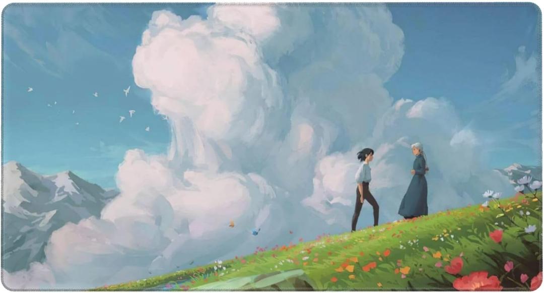 Howls Moving Castle Non-Slip Rubber Mousepad,Waterproof Mouse Pad Large with Stitched Edges16x29.5inch(75x40 cm) (Black6)