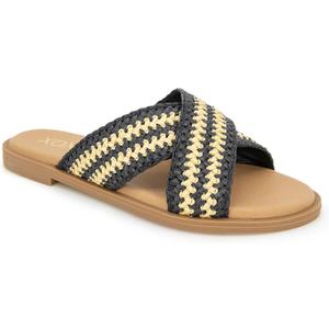 XOXO Women's Melly Flat Sandal (7.5, Black)