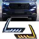 LED Front Bumper Fog Lights White Daytime Running Lights (DRL) Amber Turn Signal Lights Blue Low Beam Lights Compatible with 2023-2026 6th Gen Honda CR-V CRV