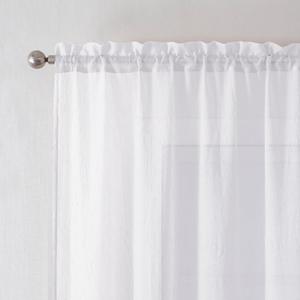 Chyhomenyc Crushed White Sheer Curtains 45 Inch Length 2 Panels, Crinkle Voile Light Filtering Short Sheer Curtains for Bedroom Living Room, Each 42Wx45L Inches