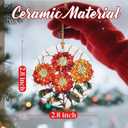 2 x Christmas Ornaments, 2.8in Ceramic Birth Flower Ornament, Xmas Decor, Christmas Tree Ornaments, Xmas Decorations for Tree, Holiday Ornament, Birth Flower Gifts, Gift Ideas, Gifts for Women - Oct