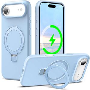 ZHK Liquid Silicone Designed for iPhone Air Case with Magnet Stand, [Precise Camera Lens Protection][Mil-Grade Drop Shockproof][Soft Anti-Scratch Microfiber Lining] Slim Fit Cover,Baby Blue (iPhone Air 6.5 inch)