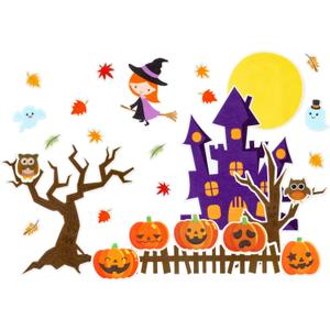 28 Pcs Halloween Felt Five Pumpkins Crafts Pumpkins Flannel Board Set Felt Story Board Pieces Pumpkin Witch Storyboard Halloween Play Art Set Craft Home Games Wall Decor