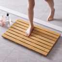 Bath Mat for Shower, Wooden Floor Mat for Bathroom,Non-Slip | Heavy Duty, Shower Mat for Indoor Outdoor (25.5  17  1.5 inches, Natural)