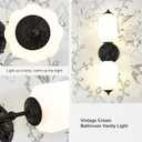 Vintage Milk Glass Bathroom Vanity Light, 2-Light Vintage Wall Sconce with Antique Brass Finish Base & White Glass Shad, Wall Sconce Lighting for Mirror, Living Room, Gallery (Bulbs Included)