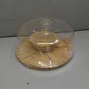 MASTERTOP Cake Stand with Dome Cover - 6 in 1 Cake Stand with Lid, Multi-Functional Wood Serving Platter/Cake Plate/Salad Bowl/Nachos/Punch Bowl, Wedding Cake Stands for Dessert Table