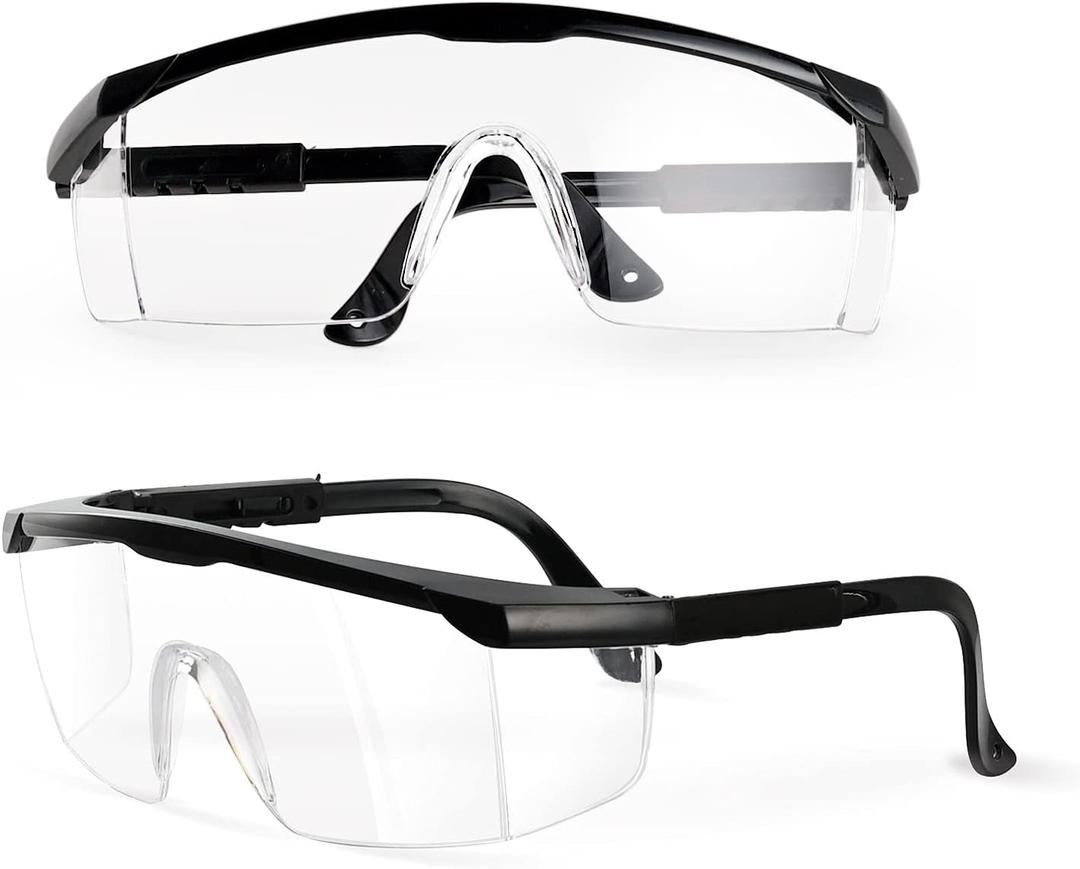 PACIFIC PPE 2 Pack Safety Glasses for Men and Women, ANSI Z87 Safety Goggles with Scratch Resistant Clear Wraparound Lenses, Adjustable Lab Goggles, UV Protection Lab Glasses, One Size