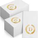 200 Pack Monogrammed Disposable Napkins Gold Foil Letter D Guest Napkins Initial Disposable Hand Paper Towels for Wedding Engagement Baby Shower Party Home Kitchen Bathroom Dinner Decorative Towels