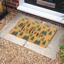 IZUS Green-Trees Christmas Welcome-Doormat for Spring-Winter Outdoor-Entrance-Decor Non-Slip Faux-Coir Frontdoor-Mats Porch Farmhouse Home Decor 17x29inch
