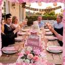CroBlissful 4 Pcs Pink Graduation Table Decorations 2026 Graduation Tiered Tray Decorations Congrats Class of 2026 Wooden Block Centerpiece Sign Farmhouse Congratulate Gifts for Home Shelf Office