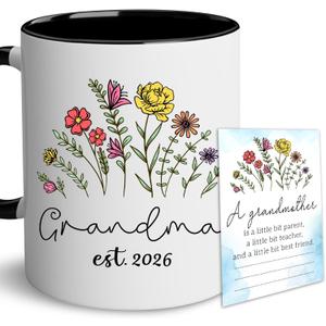 BSQUIELE Grandma 2026 Gifts - Promoted to Grandmas Est 2026 Mug - First Time Grandma Gift - Christmas, Mothers Day, Birthday Gifts For Grandmas From Granddaughter, Grandson