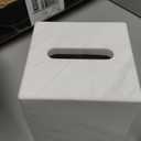 Natural Marble White Tissue Box Cover, Heavy Duty Nature Stone Tissue Box Holder, Elegant & Luxurious Grey Square Toilet Tissue Box Holder for Bathroom, Bedroom, Living Room, Office