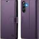 FLIPALM Wallet Case for Samsung Galaxy S25 FE, RFID Blocking Credit Card Holder, PU Leather Folio Flip Kickstand Protective Shockproof Cover for Galaxy S25 FE (Purple)