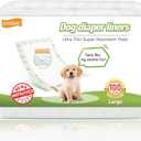 Dog Diaper Liners, 100 Count, Super Absorbent Booster Pads for Male and Female Dogs, Ultra-Thin and Breathable, Long