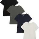 Amazon Essentials Women's Regular-Fit Short-Sleeve T-Shirt (Crewneck and V-Neck Options), Multipacks (S)
