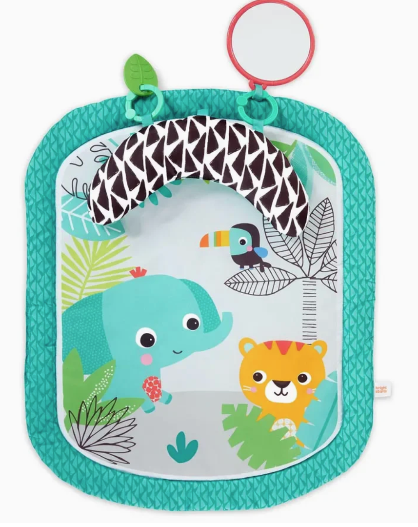 Bright Starts Tummy Time Baby Playmat, Totally Tropical Animal Print