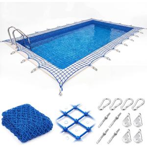20 x 40 ft Pool Safety Net Cover with Anchors, 10 cm Mesh Premium Pool Safety Cover, Inground Heavy-Duty Protective Netting, Easy to Install, Remove and Store, Safe for Children Pets