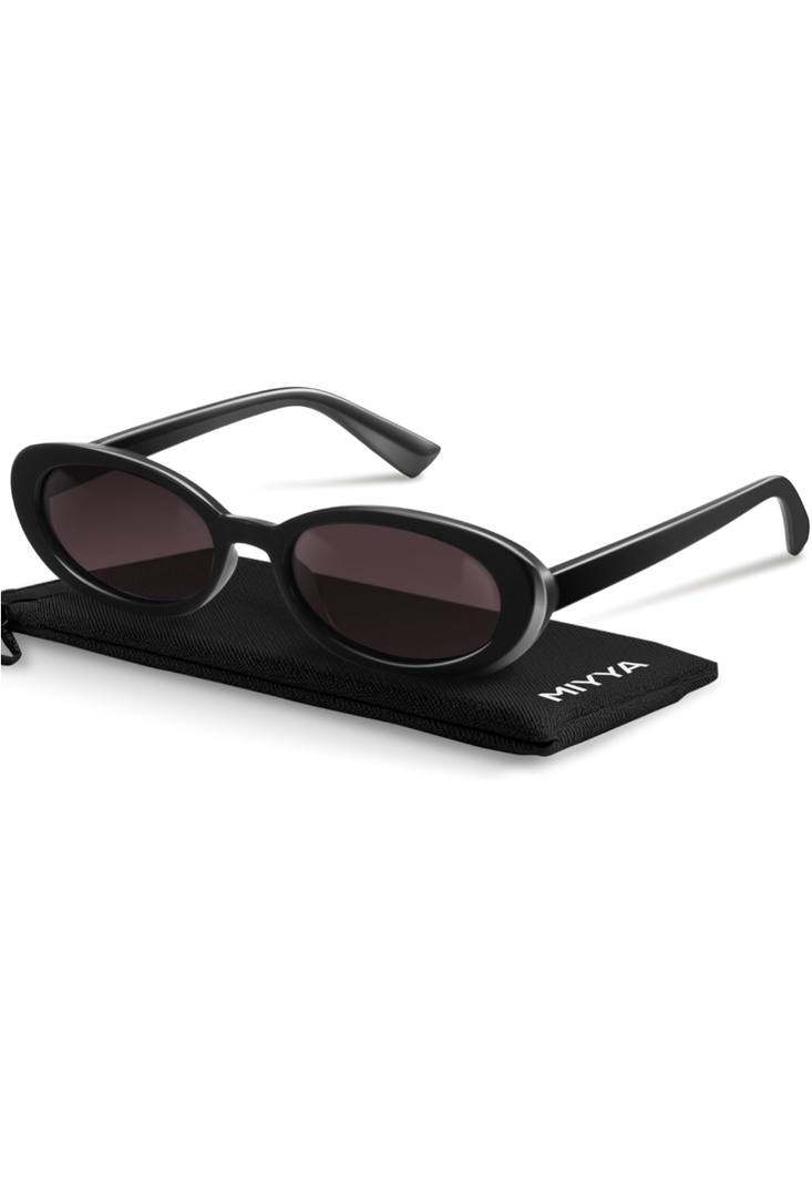 miyya Trendy Polarized Sunglasses Women, Oval Sunglasses for Women Men, Retro Sun Glasses for Women 2024, UV Protection, Color Black/Brown