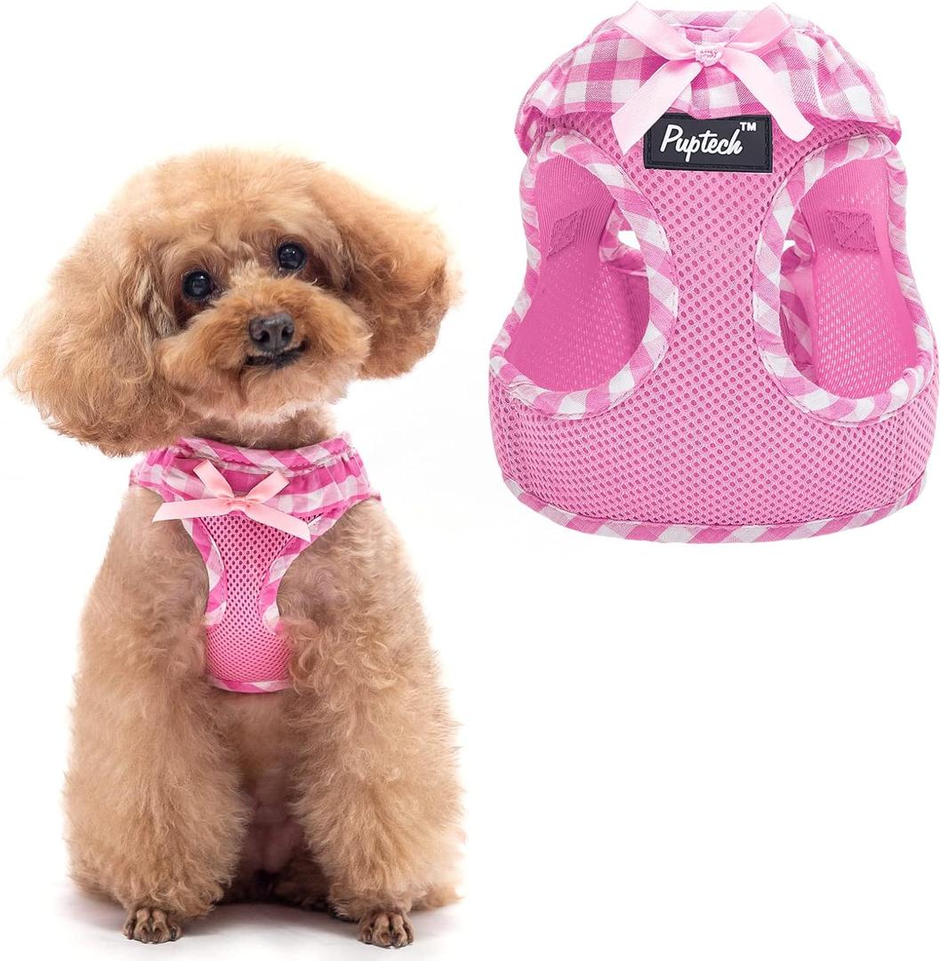 PUPTECK Dog Harness for Puppy and Small Sized Dogs, Step-in No Pull Soft Mesh Vest Harness for Cats Small Pets Walking, Pink, New XXS (New XXS(CHEST 10.8"-12.8"))