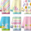 Oudain 6 Pcs Easter Kitchen Towels Happy Easter Bunny Eggs Cute Rabbits Dish Towels for Kitchen Drying Bathroom Housewarming Gifts Home Hand Towel Decoration 23.6 x 11.8 Inches