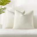 JUSPURBET Throw Pillow Covers 20x20 Set of 2 Decorative Pillow Covers for Couch Sofa Bed Cozy Chenille Cushion Covers Cases with Invisible Zipper for Living Room Home Decor,Cream