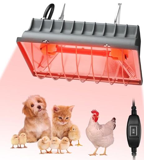 Chicken Coop Heat Lamp for Dog Kennel, Cat Bed, Reptiles & Incubators - 250W Adjustable Heat Lamp with 2 Heat Settings for Poultry, Livestock, and Pets