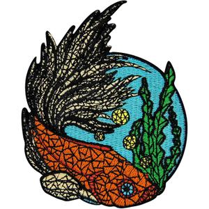 4 x ZEGINs The Goldfish in The Water Patch Embroidered Applique Badge Iron On Sew On Emblem