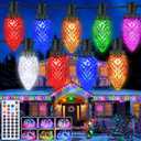 iBaycon RGB C9 Christmas Lights, 65FT Color Changing String Lights, Connectable Remote Control Waterproof Outdoor, C9 String Light for Xmas Tree House Eaves Roof Christmas Holiday Decor