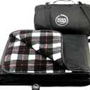 DOWN UNDER OUTDOORS Large Waterproof Windproof Extra Thick 350 GSM Quilted Fleece, or Sherpa Stadium Blanket (Black & White Check)