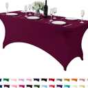 Spandex Table Cover for 6Ft or 4fT or 8ft Table Universal Fitted Stretch Tablecloth for Party, Banquet, Wedding and Events-Burgundy (72" x 30" (Rectangular))