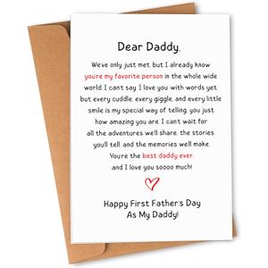 4 x First Fathers Day Gift for New Dad - First Fathers Day Card for Dad, Fathers Day Card from Wife - 1st Father's Day Card for Dad, Husband - Happy 1st Fathers Day As My Daddy Card With Envelope