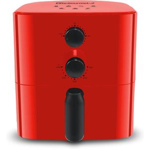 Elite Gourmet EAF-3218R Personal 1.1 Quart Compact Space Saving Electric Hot Air Fryer Oil-Less Healthy Cooker, Timer & Temperature Controls, Red.