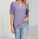 PerZeal Women's Summer Tops Tunic V Neck Ruffle Half Sleeve Blouses Short Sleeve Casual Loose Tops T-Shirts Light Purple X-Large
