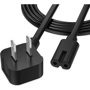 AGVEE 10ft TV Power Cord, 90 Degree UL Listed 18AWG 2-Prong Square AC Power Cable IEC C7 C8 Replacement for Samsung LG Sony Insignia Apple TV LCD LED, Vizio Roku JBL Partybox, Black