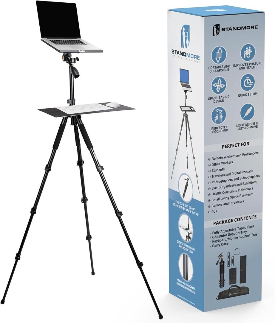 Portable Standing Desk with Keyboard Tray - Ergonomic, Height Adjustable Table with Carrying Bag for Indoor and Outdoor Use. Lightweight Design to Work Anywhere, Stay Healthy, and Stand More