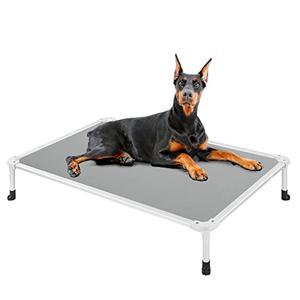 Veehoo Chew Proof Elevated Dog Bed - Cooling Raised Pet Cot - Silver Aluminum Frame and Durable Textilene Mesh Fabric, Unique Designed No-Slip Feet for Indoor or Outdoor Use, Grey, X-Large, CWC2003