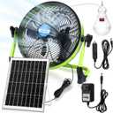 Sumind 10 Inch Portable Rechargeable Fan, 15000mah 20w Battery Powered, Solar Powered Camping Fan with Panel and Light for Outside, Home, Travel, Chicken Coop, Dog House, Shed, Greenhouse