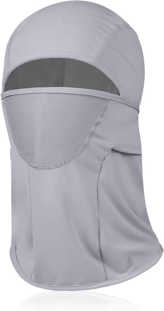 Cooling Ski Mask Sun UV Protection Hood Breathable with Nose Mesh, Balaclava Face Mask for Men Women - Motorcycle Fish (US, Alpha, One Size, 1Pcs-Gray) (Gray)