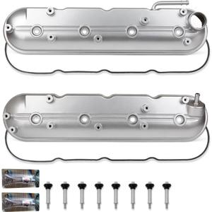 Valve Cover Compatible with Chevy Avalanche Silverado 1999-2008 Gmc Sierra Savana 1999-2008 Buick Rainier 2003-2008 Cadillac Escalade 2002-2008 4.8L 5.3L 6.0L Replace 12570427 12582224 (WHITE(Upgrade Aluminum))