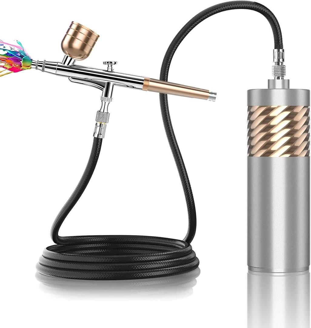 Cordless-Airbrush Kit Handheld Mini Air-Brush Compressor - Rechargeable Portable High Pressure Air Brushes for Painting, Tattoo, Nail Art, Model, Makeup, Cake, Barber