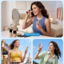 Gaiatop Portable Handheld Mini Fan, 6 Speeds 16900 RPM High Velocity Personal Fan with LED Display, USB Rechargeable, Mini Fan with Lanyard for Makeup, Travel, Outdoor Fan for Women Girl Gift, Pink
