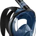 Zenoplige Full Face Snorkel Mask Adults,Dry-Top Snorkeling Gear with Camera Mount,Foldable 180-Degree Panoramic Scuba Mask for Snorkeling Diving Swimming Travel,Snorkel Mask Anti-Fog & Anti-Leak (Large/X-Large, Dark Blue)