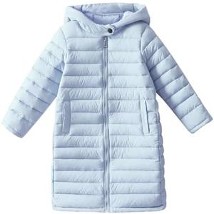 LAVIQK Boys Girls Long Lightweight Hooded Puffer Jacket Packable Autumn and Winter Long Down Coats 10Y Lake Blue