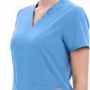 TINYLEMON Women Scrub Top - 3 Pockets V-Neck Slim Fit with Badge Loop Four-Way Stretch Anti-Wrinkle Women T-Shirts (Blue, XL)