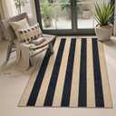 Lahome Striped Easy Jute Outdoor Patio Rug, 3x5 Washable Rugs for Entryway Porch, Farmhouse Neutral Non Shedding Indoor Outdoor Carpet for Entry Kitchen Guestroom Deck Foyer