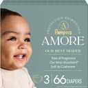 Pampers Amore, Size 3 (13-26 lbs), 66 Count, Our Best Diaper – Hypoallergenic & Fragrance Free, Up to 100% Leakproof, Soft as Cashmere