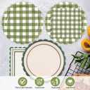 48PCS Sage Green Gingham Paper Plates and Napkins Sets - Sage Green Scalloped Party Supplies Tableware, Disposable Dinner Plates Napkins Kit for Birthday Baby Shower Wedding Party Decorations