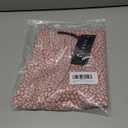 Women's Casual Ruffled V Neck Chiffon Blouse Short Sleeve Office Work Elegant Shirt Vintage Basic Tops (Pink Print) S